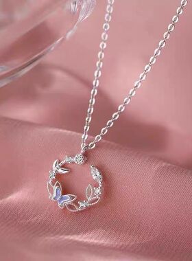 蝴蝶花环项链轻奢简约小清新甜美女2025新款爆款高级颈链锁骨链