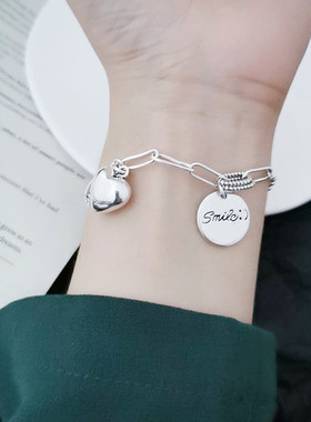 小众重工复古做旧ins潮风银手链