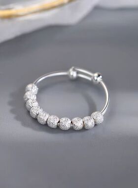 转运珠戒指轻奢素圈女食指戒小众设计开口戒