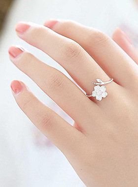 轻奢粉钻锆石时尚个性风开口戒指