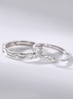 连理枝情侣对戒2024年夏潮小众素圈异地恋礼物女开口戒指