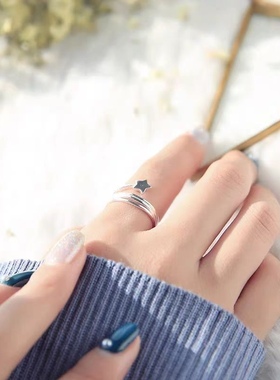 多层星星戒指女2024年简约清新学生个性创意百搭开口戒