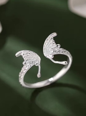 蝴蝶戒指女小众设计开口戒轻奢高级感食指戒素圈