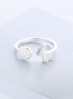 雪花小麋鹿拉丝开口圣诞节戒指