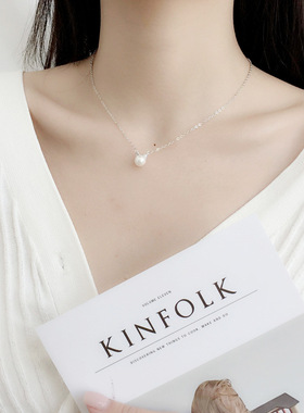 气质可爱猫头短款锁骨配饰珍珠