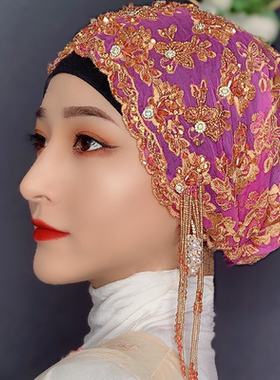 桑蚕丝真丝帽子流苏帽头巾包头帽