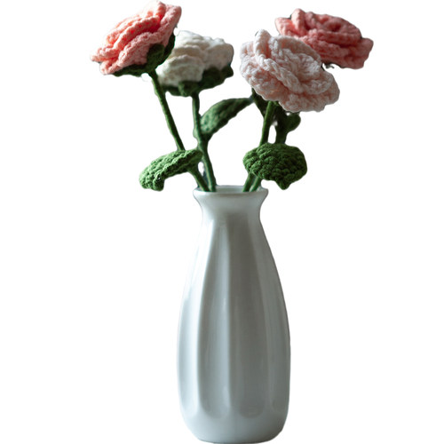 手工花束diy材料包全套编织毛线钩织玫瑰花束礼物成品 - 图3
