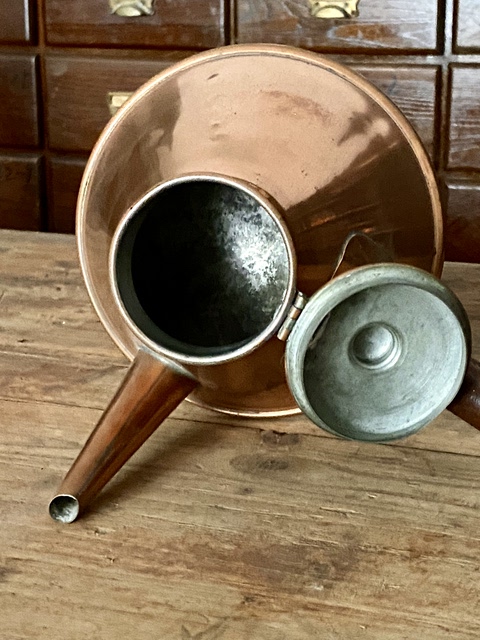 1950s French medieval coffee pot vintage red copper teapot tin-plated vintage French coffee set 2#
