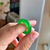 Natural Burmese jade ring tail ring A goods ice species imperial green sun green ring jade emerald jade ring certificate