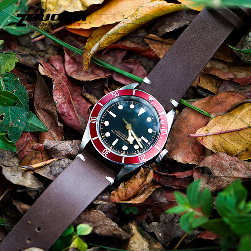 复古简约真皮手表带男适配海鸥精工天美时NOMOS豪利时快拆牛皮带 - 图1