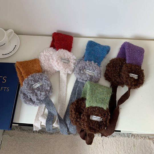 Ins Korean children's warm earmuffs winter woolen ear warmer knitted hat for boys and girls warm ear protection hat earmuffs