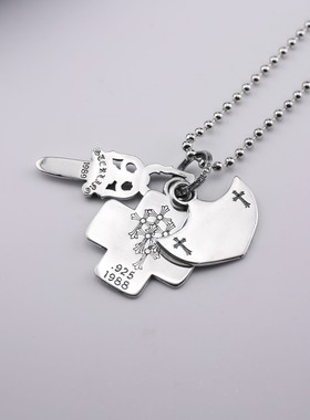 CH克罗伈泰银宝剑十字三合一三元素吊坠情侣欧美复古做旧男女项链