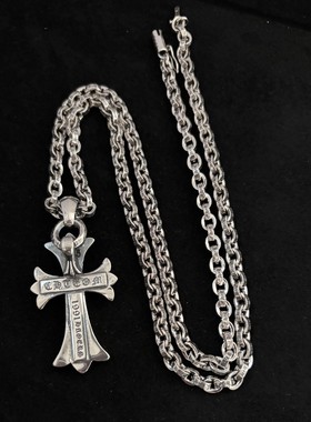 CH克罗伈泰银复古开关十字架吊坠情侣欧美嘻哈朋克男女款字母项链