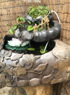 室内养鱼艺术风雕刻招财流水摆件