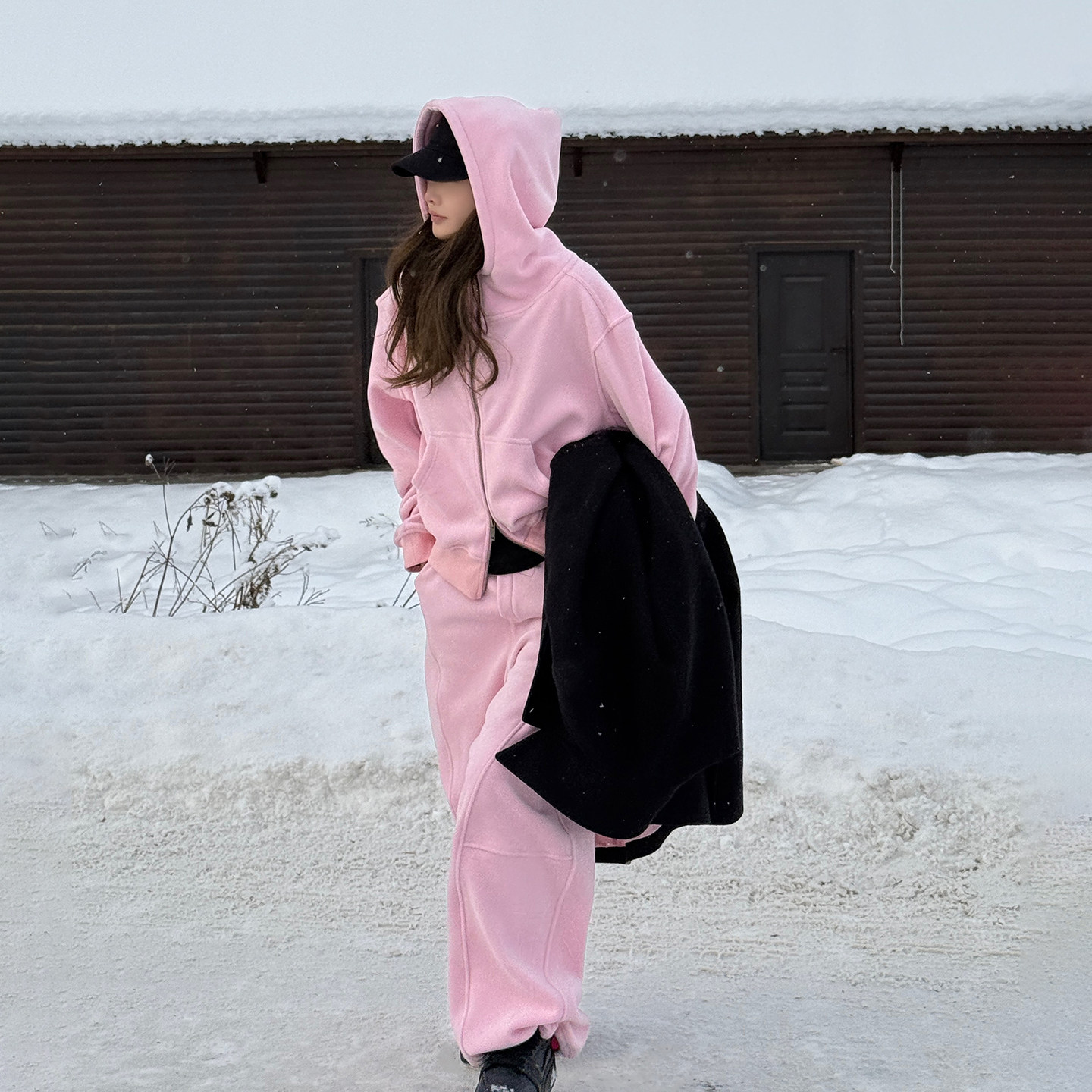 CHU楚妞[慢奏]双面摇粒绒连帽卫衣卫裤两件套2025冬季新款女套装,淘宝优惠券,粉丝福利购,淘宝优惠卷