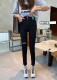 Lily 9639 denim ripped pencil pants for women spring new high-waist elastic slimming pencil pants