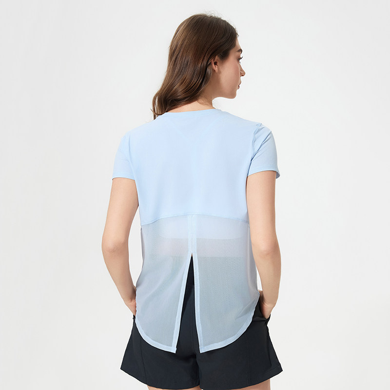 春夏宽松瑜伽服短袖运动T恤女速干网纱普拉提罩衫跑步健身服上衣,淘宝优惠券,粉丝福利购,淘宝优惠卷