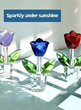 仿真郁金香小盆栽办公室绿植花卉迷你摆件玄关柜台装饰品拍照道具