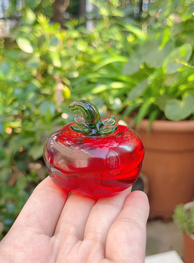 博山琉璃小柿子水晶事事如意办公室摆件创意毛笔书法镇纸压书专用