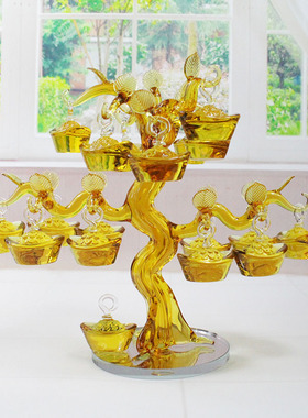 发财树客厅酒柜装饰品创意黄水晶