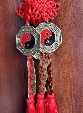 铜钱真铜五帝钱汽车挂件