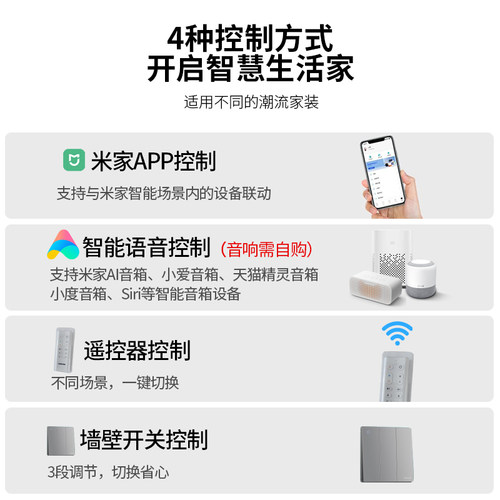 鸿雁照明客厅灯led吸顶灯现代简约大气卧室灯具法式轻奢智能套餐 - 图3