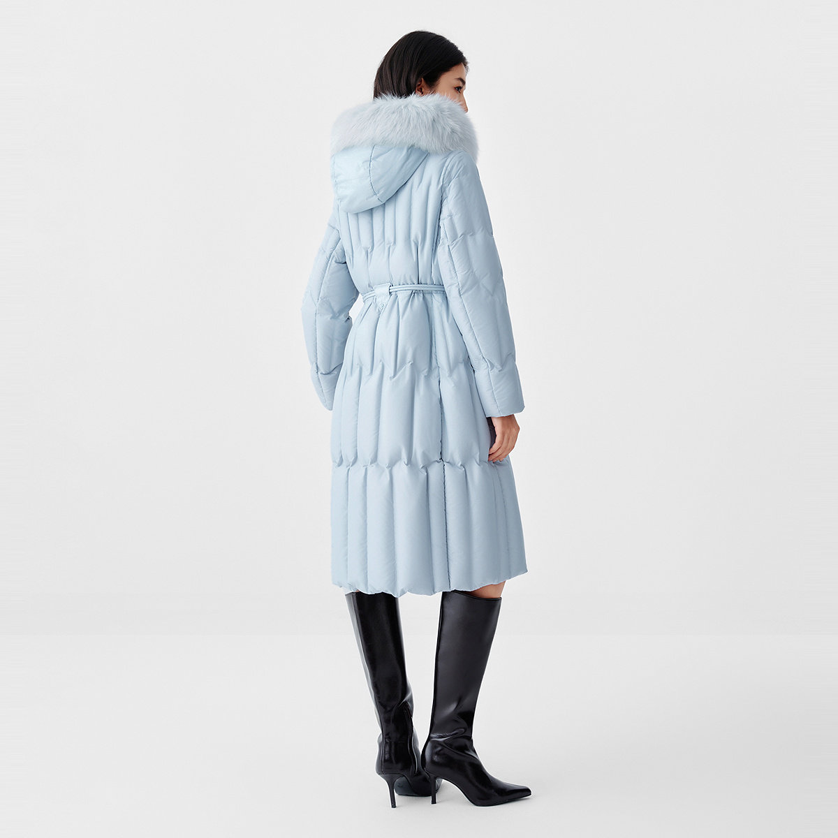 【花瓣羽绒】珂莱蒂尔2025冬新款狐狸毛领束带沙漏收腰过膝羽绒服,淘宝优惠券,粉丝福利购,淘宝优惠卷