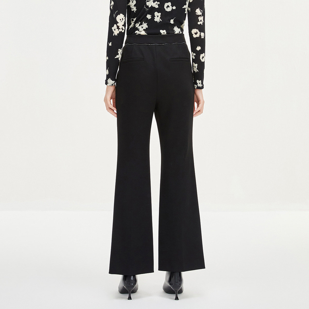 珂莱蒂尔商场同款女装夏季气质黑色微喇裤通勤百搭西装裤女