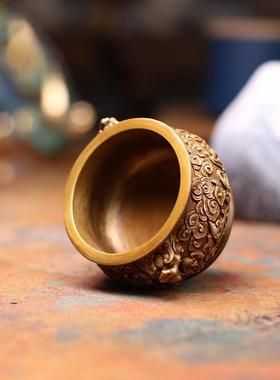 有福云纹炉黄铜办公室书房摆件