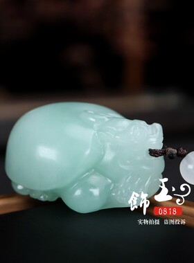 和田玉青白玉龙龟手把件乌龟吊坠