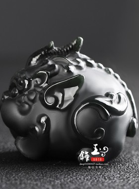 正品和田玉貔貅手把件玉石茶宠