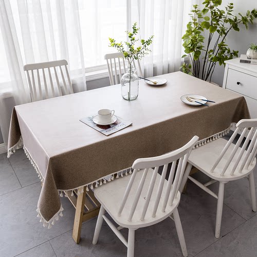 北欧棉麻防水防油免洗布艺桌布 餐桌茶几长方形家用日式台布简约 - 图1