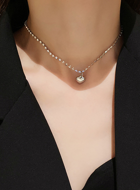 桃心冷淡风小众设计感情侣锁骨链