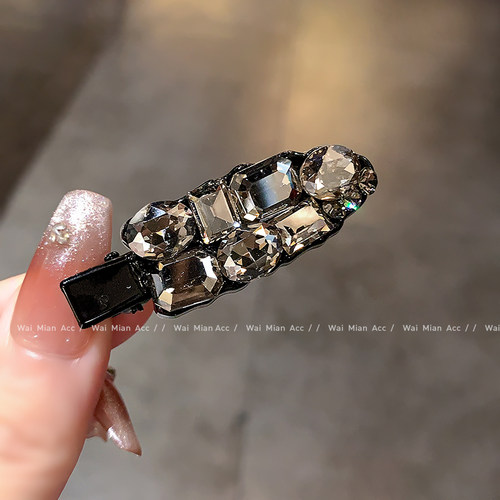 轻奢镶钻无痕发夹鸭嘴夹女网红新款刘海夹时尚百搭碎发夹一字夹 - 图0