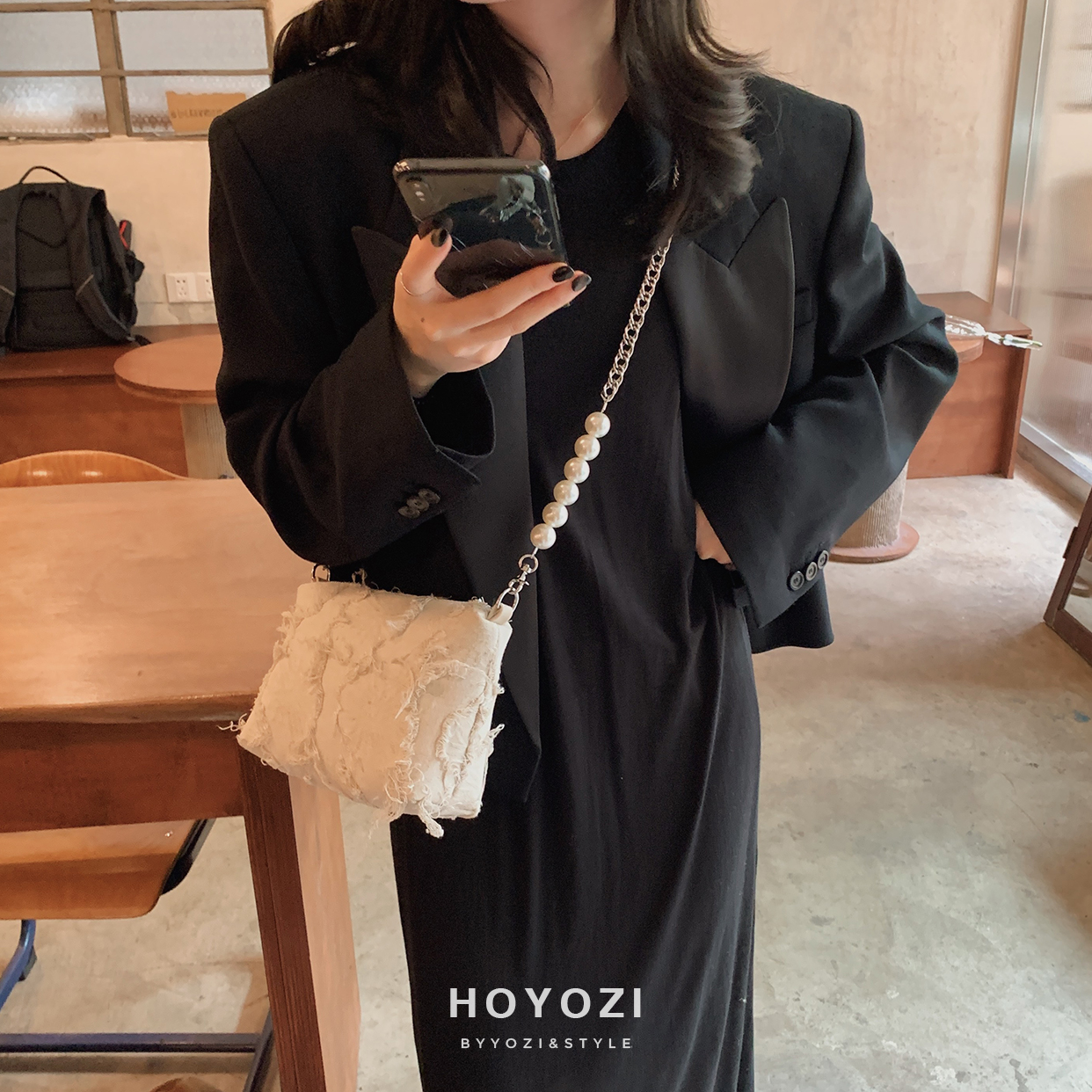 小优家包包 原创小仙女托特包女包珍珠链包包单肩包帆布包 HOYOZI 小优家包包 原创小仙女托特包女包珍珠链包包单肩包帆布包 HOYOZI