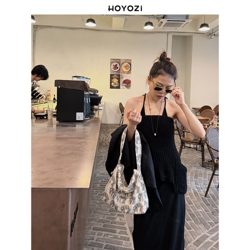 【小优家包包】HOYOZI原创灵豹 帆布刺绣腋下包女式2026新款单肩 - 图2