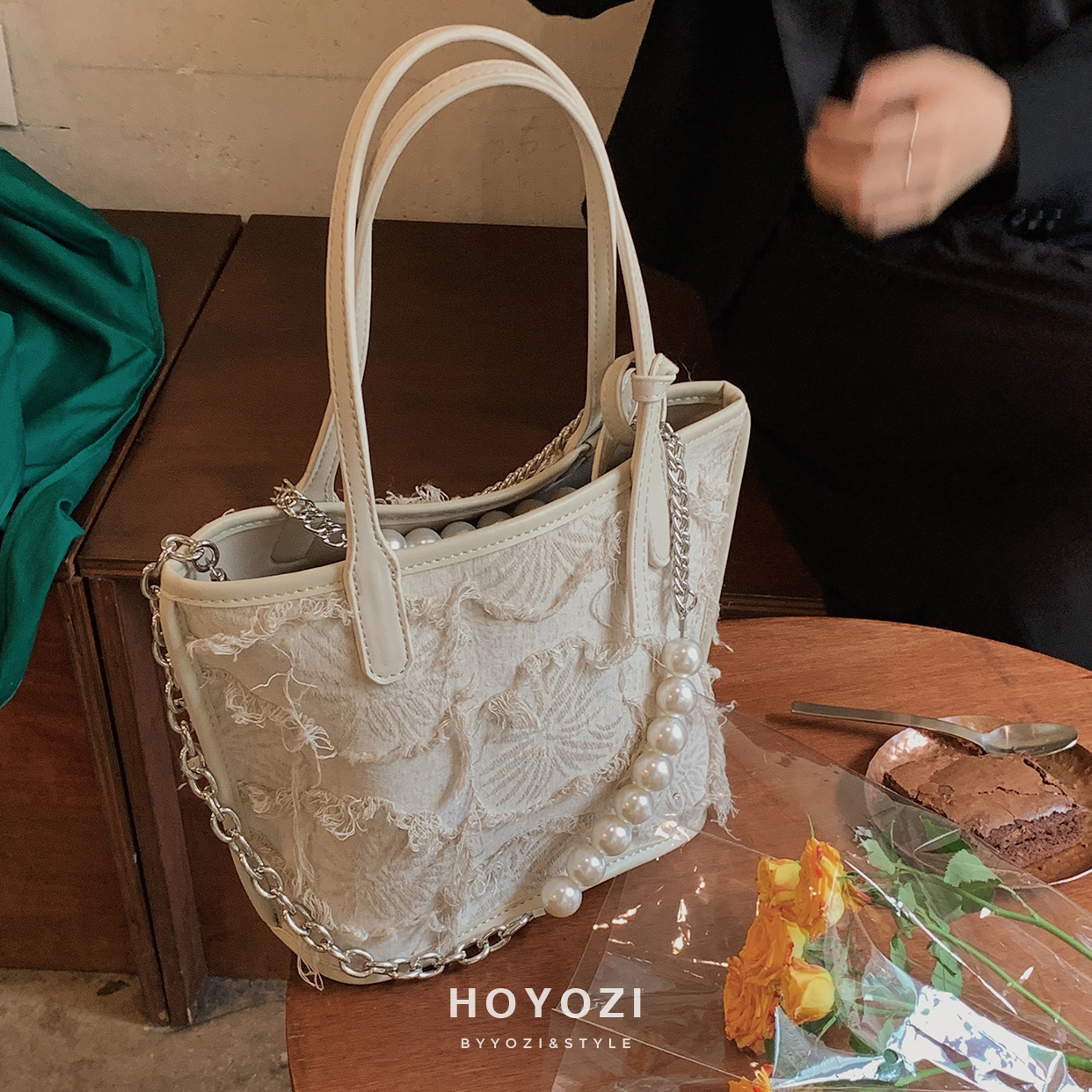 小优家包包 原创小仙女托特包女包珍珠链包包单肩包帆布包 HOYOZI 小优家包包 原创小仙女托特包女包珍珠链包包单肩包帆布包 HOYOZI
