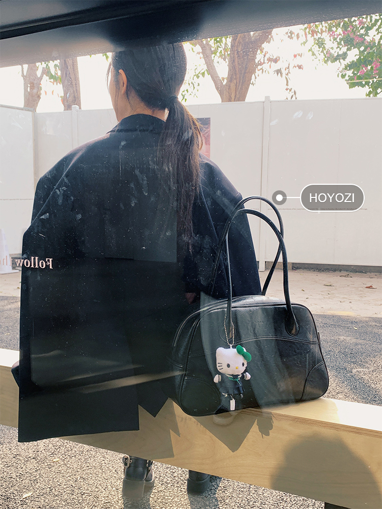 【小优家包包】HOYOZI黑色手提保龄球托特包女2025新款大容量单肩,淘宝优惠券,粉丝福利购,淘宝优惠卷