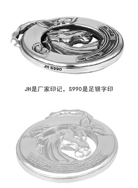 990足银生肖马上有福吊坠男女蝙蝠国潮风复古平安扣项链坠本命年