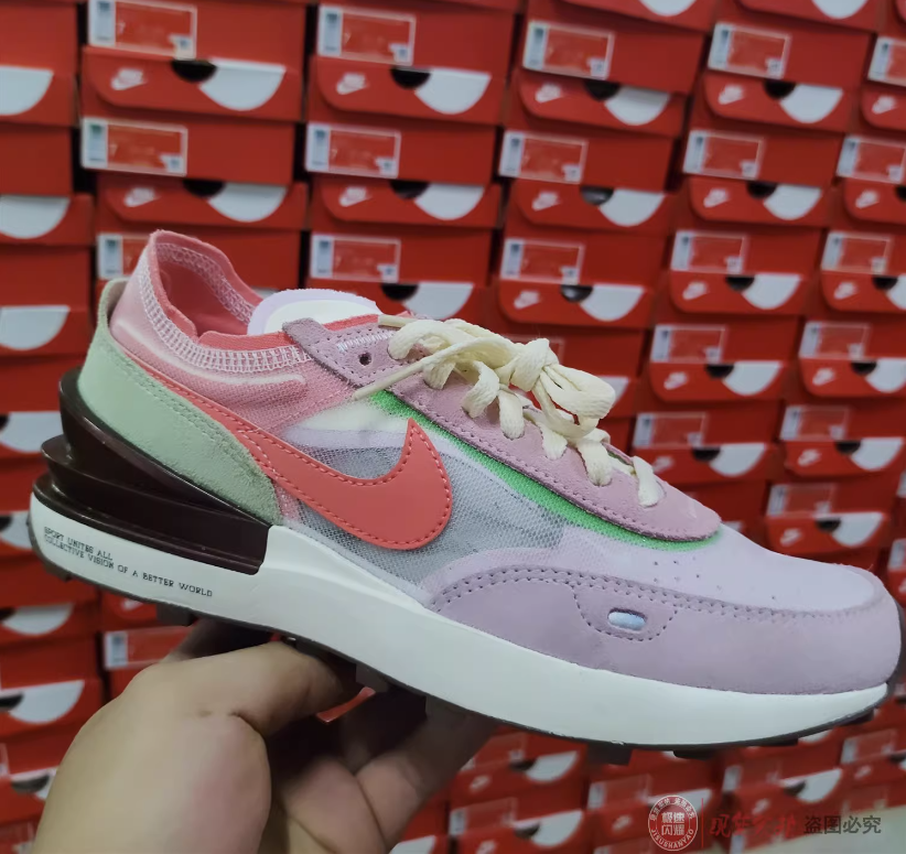 耐克夏季新款女鞋NIKE WAFFLE ONE网面透气休闲跑步鞋 DC2533-600-图3