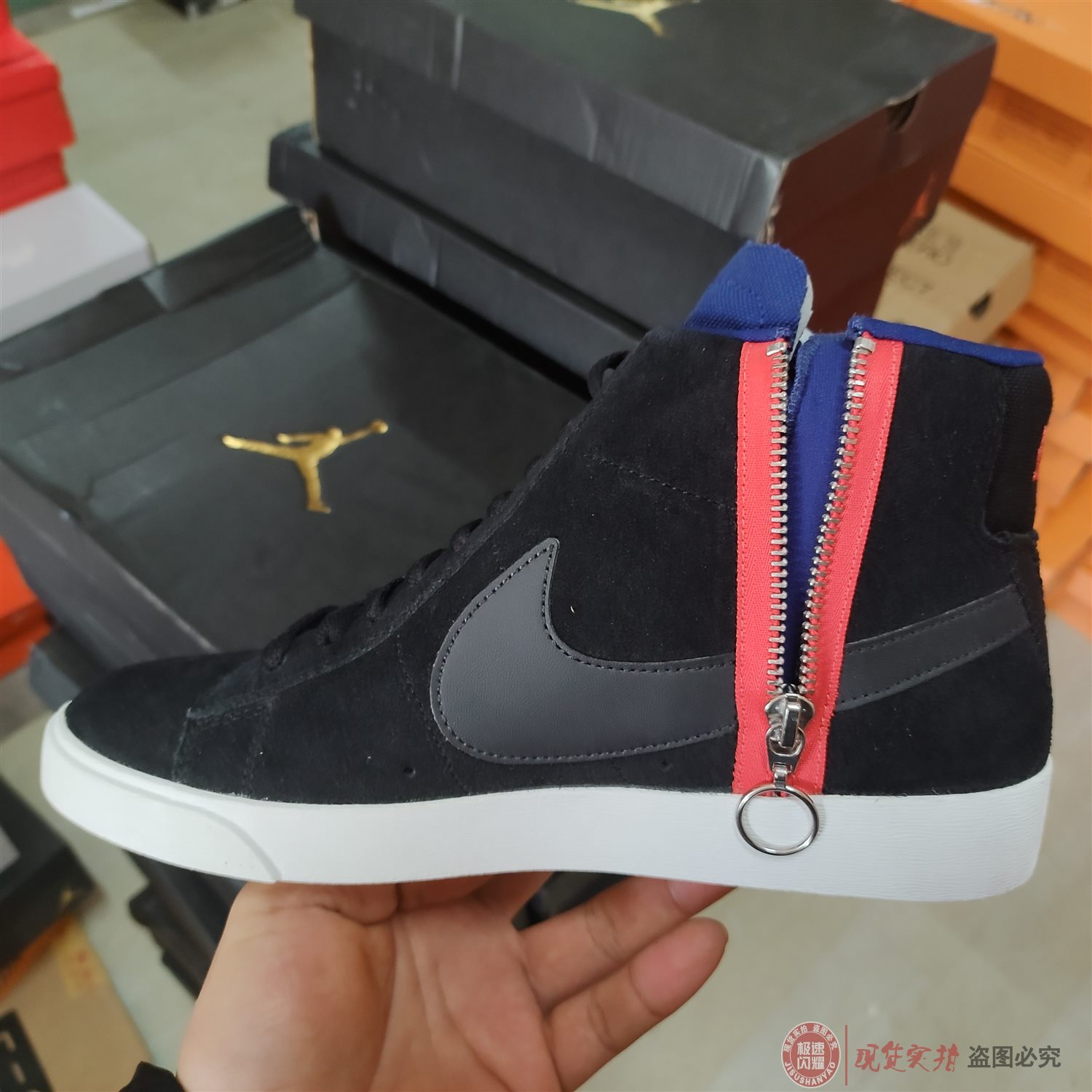 Nike/耐克 BLAZER MID REBEL 开拓者复古拉链高帮板鞋 BQ4022-005 - 图1