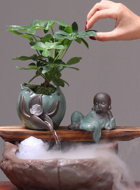 禅意风流水摆件绿植居家乔迁礼品