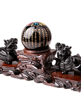 福德圆满黑曜石貔貅聚财阵摆件