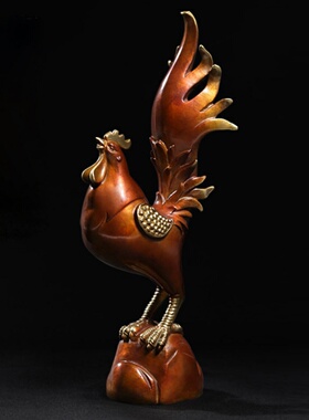 铜公鸡摆件一鸣惊人家居办公摆件