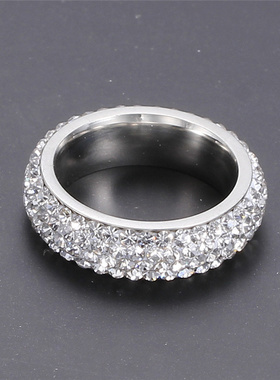 范丞丞同款戒指银色镶满钻圆弧