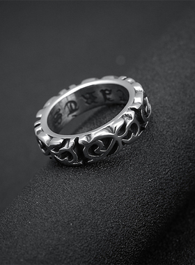 轻奢王北车同款藤蔓花纹真言戒指