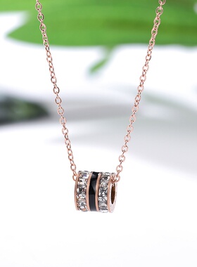 肖战同款玫瑰金色黑色小蛮腰项链