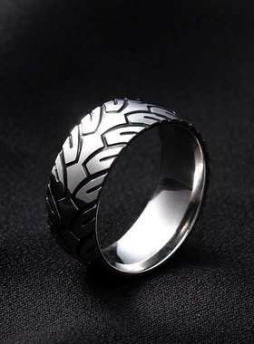 同款赛车轮胎纹复古风潮牌戒指环