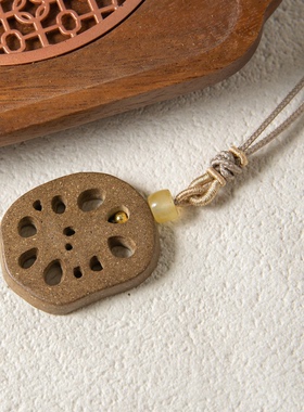 新中式非遗藕片合香牌毛衣链女国风小众高级感手工古法项链配饰