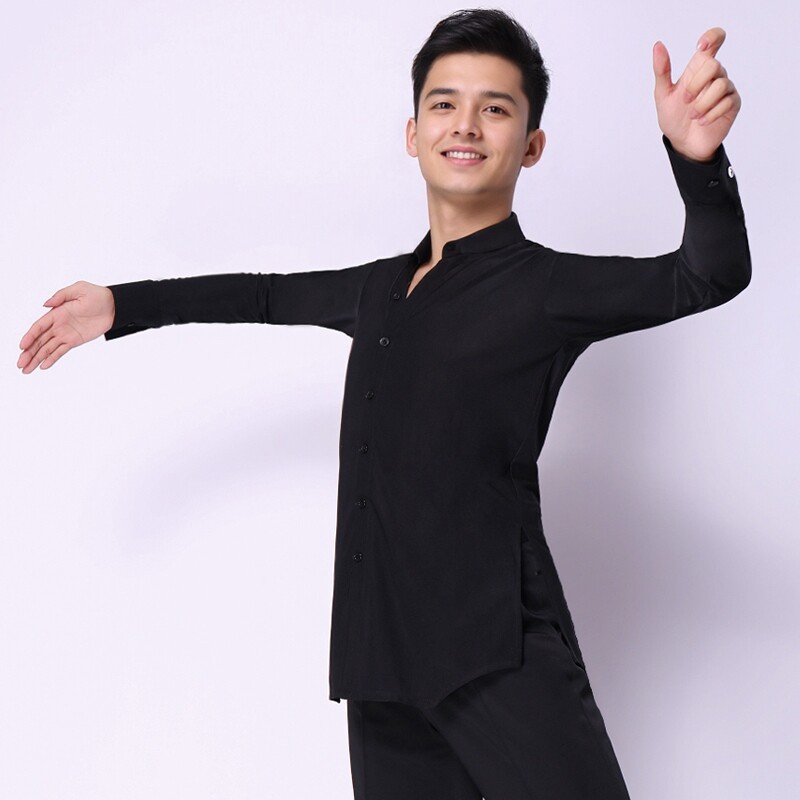 远航舞蹈服装新款2020男士衬衫成人拉丁摩登演出舞服国标练功上衣